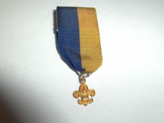 Vintage BSA Boy Scouts of America 1/10 10k Gold Filled Medal Pin with Ribbon 3