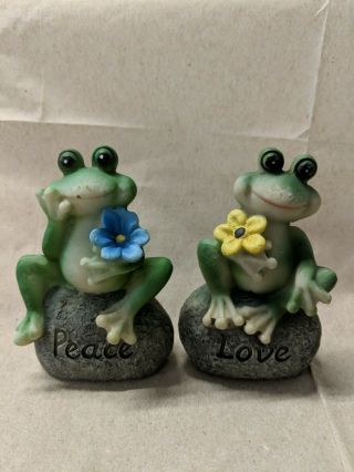 G29 Set Of 2 Frog Figurines Collectible Resin Fairy Garden Statues Home Decor