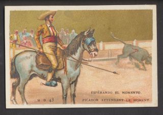 C8703 Victorian Blank Card: Bullfighting Scene