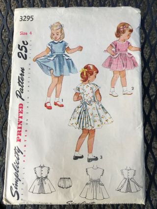 Vintage Simplicity Girls Toddler Dress 3295 Size 4