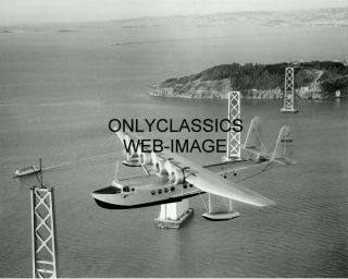 1931 Pan American Clipper Paa S - 42 Airplane Photo Oakland Bay Bridge Ca Aviation