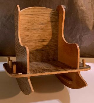 Dyi Redo Wood Rocking Chair Pin Cushion Thread Thimble Holder Sewing Caddy Vntg