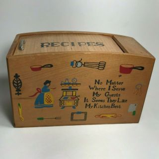 Vintage Wood Recipe Box With Roll Top Lid Recipes Norcrest Painted