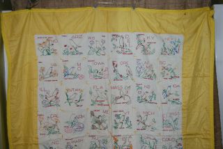 Vintage Embroidered Bird Quilt 48 State Flower Birding Farmhouse Country Rustic