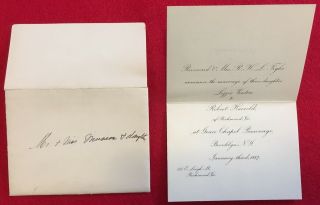 1887 Wedding Invitation – Young Man From Richmond,  Va - Woman From Brooklyn,  Ny