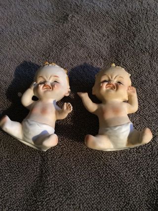 Rare Vintage Crying Babies Salt And Pepper Shakers Canada / Japan