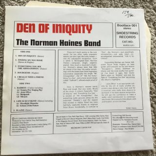 Norman Haines - den of iniquity LP UK 1994 Shoestring numbered 159/500 2