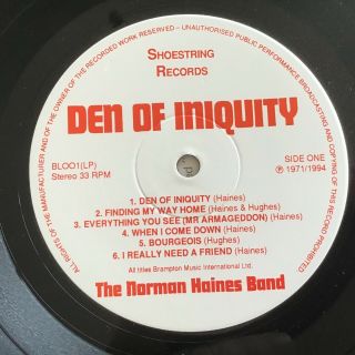 Norman Haines - den of iniquity LP UK 1994 Shoestring numbered 159/500 3