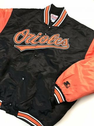 Vintage 90s Starter Baltimore Orioles Satin Jacket Xxl 2xl Diamond Orange Bomber