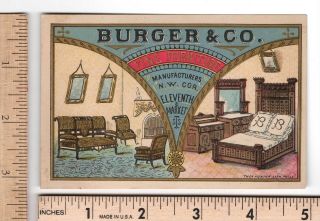 Burger & Co.  Mfr.  Dealers In Fine Furniture Philadelphia Upholstery Trade Card