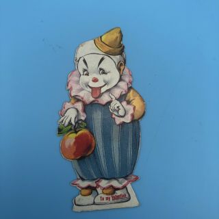 Vintage Greeting Card Valentine Creepy Clown Boy Made In Germany