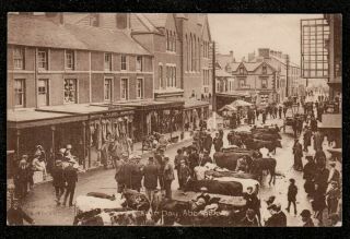 1920 Abergele Fair Day Postcard Wales Conwy Wales Street View Cows Cattle