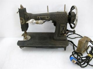 Antique White Cast - Iron Sewing Machine Incomplete For Parts/repair