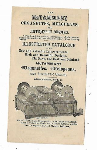 Old Advertising Leaflet Mctammany Organettes Melopeans Automatic Organs