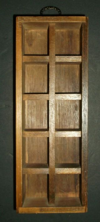 Wood Souvenir 10 Unit Thimble Or Small Items Display Rack Shelf Case Vintage