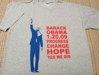 T - Shirt - Barack Obama - 1 - 20 - 09 Progress Hope Change - Yes We Did - L