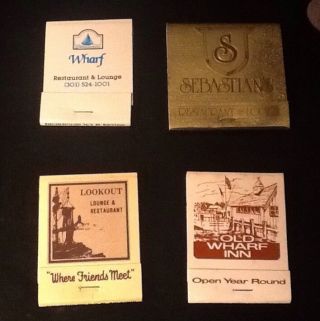 4 Vintage Matchbooks Ocean City,  Md,  Sebastian 