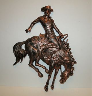 Vintage Syroco Cowboy And Bucking Horse Western Decor Large