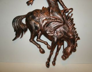 Vintage Syroco Cowboy And Bucking Horse Western Decor Large 2