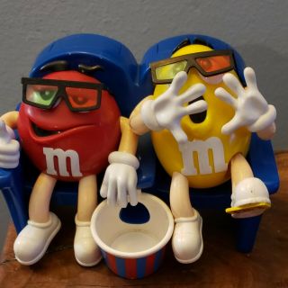 M & M Collectible Candy Dispenser Red Yellow At The Movies 3d Movie Theater