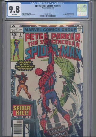 Spectacular Spider - Man 5 Cgc 9.  8 1977 Comic: First Full App,  Hitman: Frame