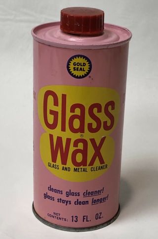 Vintage " Gold Seal  Glass Wax " Pink Tin Round Can 13oz Partially Full 1965