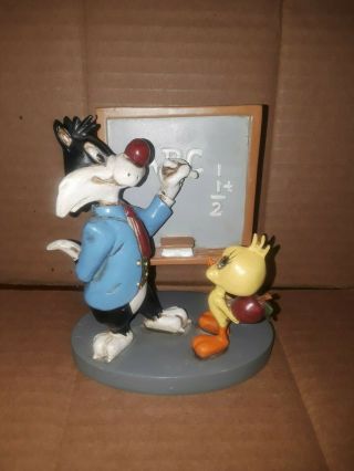 Vintage Warner Bros Sylvester And Tweety Bird Resin Figurine In The Classroom