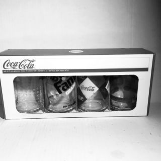 Arc Luminarc 16oz Coca Cola Tab Sprite Fanta Retro Can Glass Set Of 4