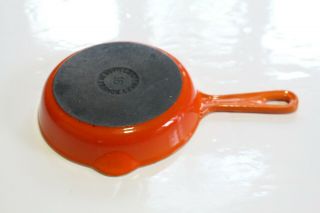 Vintage Le Creuset 16 Flame Orange Red Skillet Cast Iron Frying Pan Dbl Spout 2