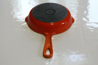 Vintage Le Creuset 16 Flame Orange Red Skillet Cast Iron Frying Pan Dbl Spout 3