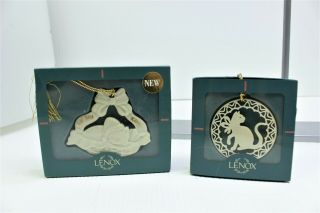 Lenox Cat For My Kitty Christmas Ornaments Ivory Porcelain Pierced Yul Cat