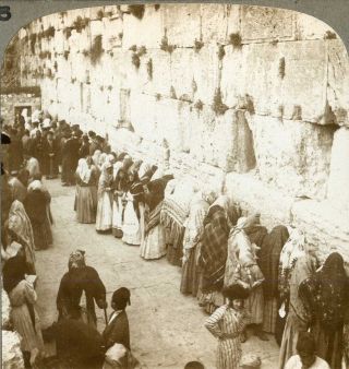 Palestine Jerusalem Jews @ Wailing Place Jewish Judaica Stereoview 17772