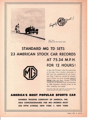1952 Mg - Td / Hambro Trading Company Or America Print Ad