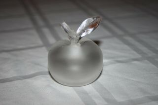 Vintage Nina Ricci Lalique Glass Apple Perfume Bottle With Stopper Frosted