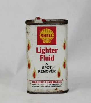 Vintage 1960s Shell Oil Co.  Lighter Fluid & Spot Remover Empty Can 8 Oz
