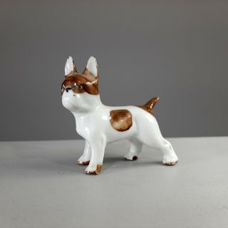 Vintage Porcelain Boston Terrier Miniature Dog Figure 2 " Small Doggy Puppy Japan