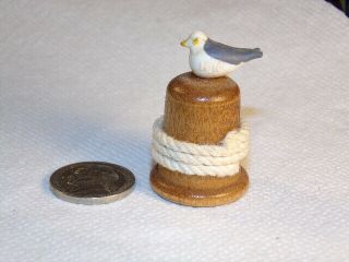Vintage H.  K.  Seagull On Post Wood Thimble Real
