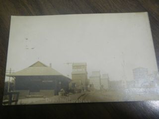 Rppc Real Photo Postcard Milford Ne Train Depot Schaaf Grain Co 1911
