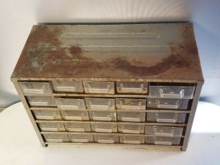 rare vintage industrial parts cabinet 25 drawers garage shop tool box storage 3