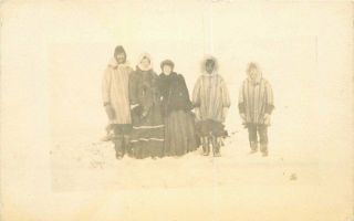 Alaska Man Women Natives Fur Coats C - 1910 Rppc Photo Postcard 6846