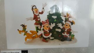Disney Parks Santa Mickey Mouse Friends Light - Up Christmas Tree Figurine