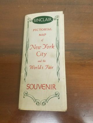 Vintage 1939 Sinclair York Worlds Fair Pictorial Souvenir Map Neat Oil Map