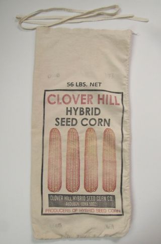 Vintage Clover Hill Hybrid Seed Corn Audubon Iowa Cotton Feed Sack