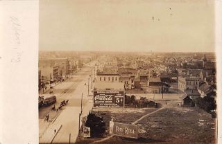 Coca Cola Billboard Albion,  Ny ? Main Street,  Trolley,  Real Photo Pc C 1910 - 20