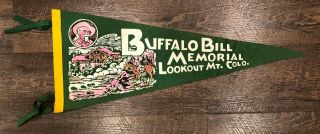 Buffalo Bill Memorial Lookout Mt Colorado Green Souvenir Pennant (29 X 12 In) Co