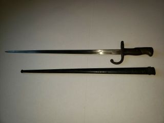 Antique Vintage 1877 French Gras Bayonet Dagger Knife Scabbard M - 1974