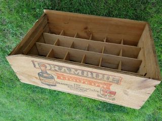 1969 Drambuie Liqueur Wooden Box Crate Scotland Distillery Primitive Shelves