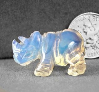 Miniature Hand Carved Opalite Rhinoceros Animal Spirit Totem Fetish Rhino 896