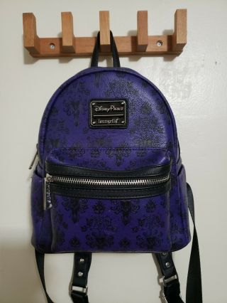 Loungefly X Disney Haunted Mansion Purple Wallpaper Mini Backpack