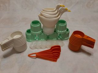 Vintage Tupperware Measuring Cups,  Spoons,  Jello Mold